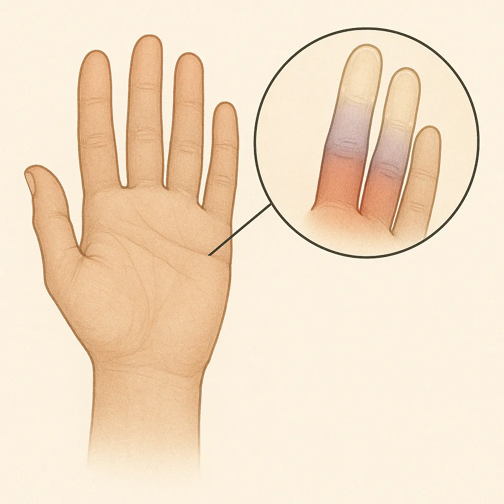 레이노 현상 이해를 돕기 위한 이미지